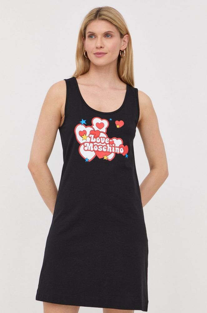 Бавовняна сукня Love Moschino колір чорний mini пряма (2293127)