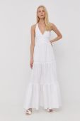 Бавовняна сукня Pinko колір білий maxi розкльошена