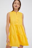 Льняна сукня Sisley колір жовтий mini розкльошена