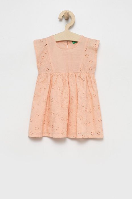 Дитяча бавовняна сукня United Colors of Benetton колір помаранчевий midi розкльошена