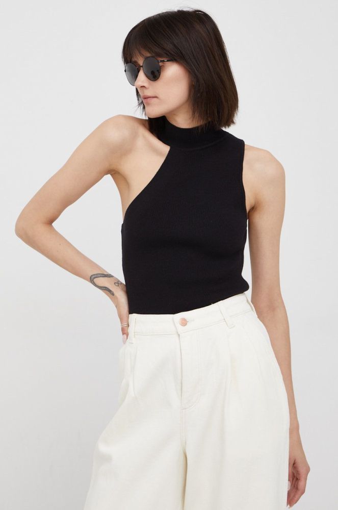 Топ Dkny жіночий колір чорний півгольф