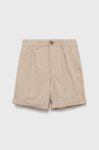 Дитячі шорти з домішкою льону United Colors of Benetton колір бежевий