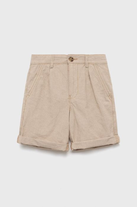 Дитячі шорти з домішкою льону United Colors of Benetton колір бежевий