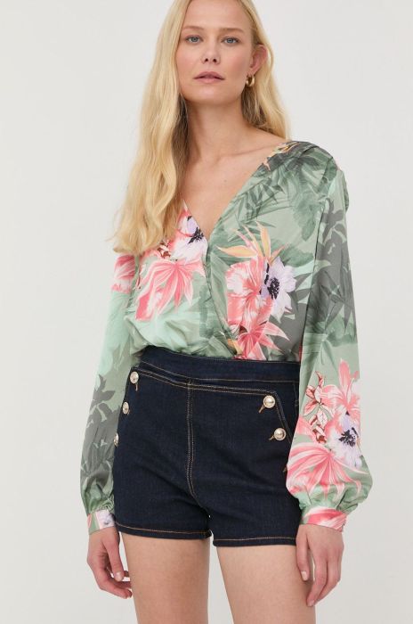 Джинсові шорти Guess жіночі колір синій однотонні висока посадка