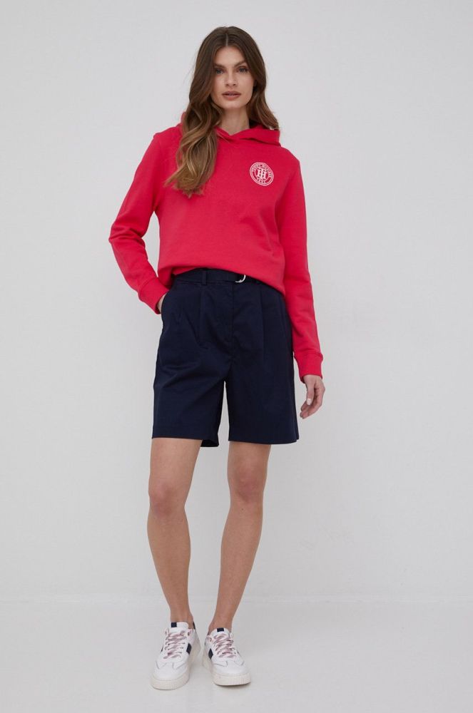 Шорти Tommy Hilfiger жіночі колір синій однотонні висока посадка (2103192)