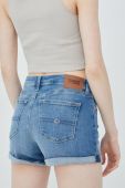 Джинсові шорти Tommy Jeans Bf0231 жіночі однотонні середня посадка колір блакитний