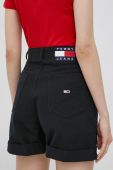 Джинсові шорти Tommy Jeans жіночі колір чорний однотонні висока посадка (2361665)