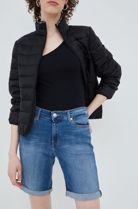 Джинсові шорти Tommy Jeans Bf0231 жіночі однотонні висока посадка колір блакитний