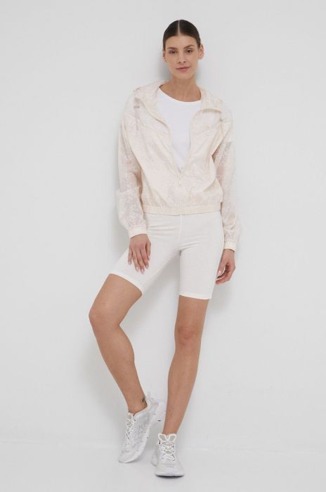 Шорти Guess жіночі колір бежевий з аплікацією висока посадка