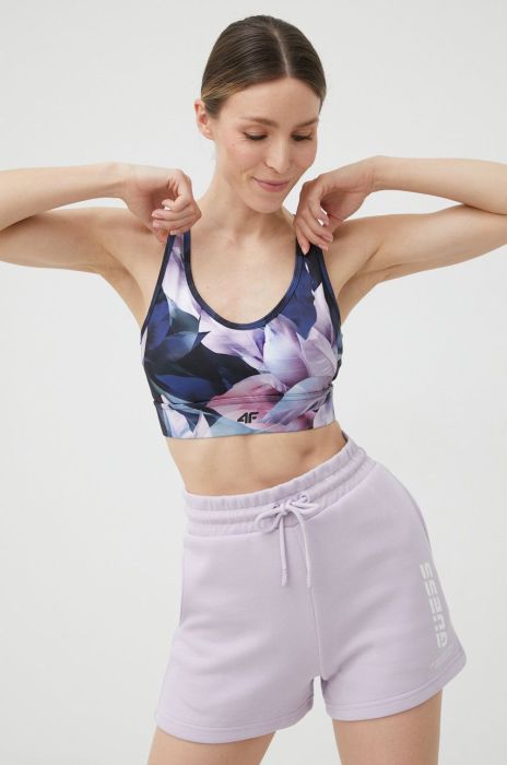 Шорти Guess жіночі колір фіолетовий з принтом висока посадка