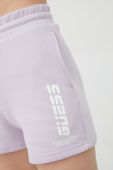 Шорти Guess жіночі колір фіолетовий з принтом висока посадка