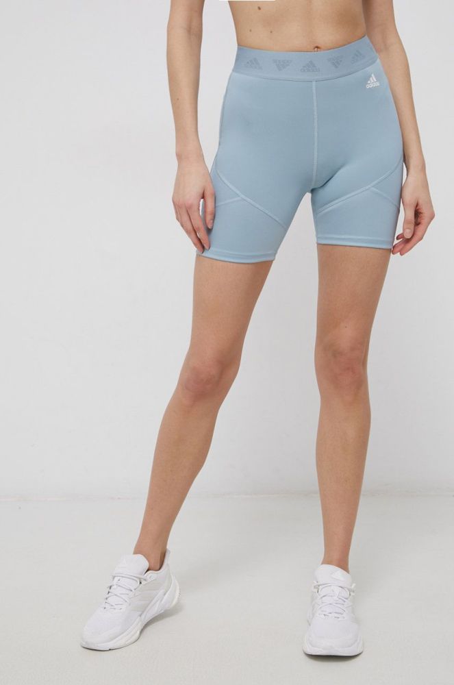 Шорти для тренувань adidas Performance HG8504 жіночі однотонні висока посадка колір блакитний