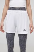 Шорти для тренувань adidas Performance GN5782 жіночі колір білий однотонні середня посадка