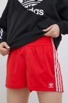 Шорти adidas Originals Adicolor HE9495 жіночі колір червоний однотонні висока посадка HE9495-VIVRED