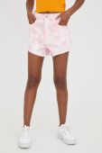 Джинсові шорти Pieces жіночі колір рожевий візерунок висока посадка