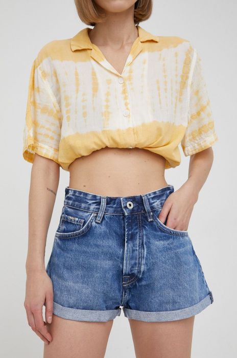 Джинсові шорти Pepe Jeans Suzie жіночі колір синій висока посадка
