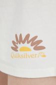 Бавовняні шорти Quiksilver жіночі колір білий візерунок висока посадка