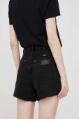 Джинсові шорти Wrangler жіночі колір чорний однотонні висока посадка (2269888)
