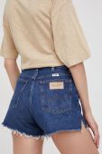 Джинсові шорти Wrangler жіночі колір синій однотонні висока посадка (2394273)