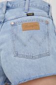 Джинсові шорти Wrangler жіночі однотонні середня посадка колір блакитний