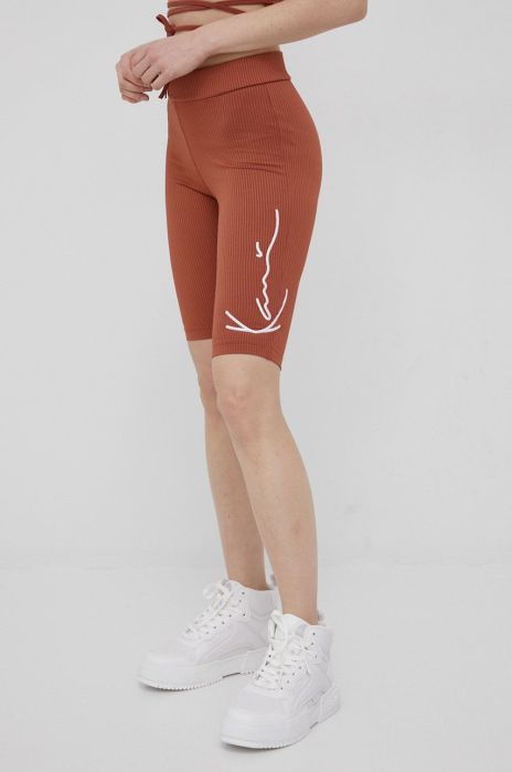 Шорти Karl Kani жіночі колір коричневий з аплікацією середня посадка