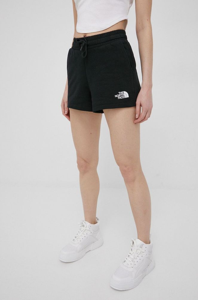 Бавовняні шорти The North Face жіночі колір чорний однотонні висока посадка