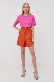 Шкіряні шорти Gestuz жіночі колір помаранчевий однотонні висока посадка