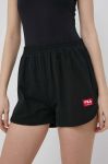 Шорти Fila жіночі колір чорний однотонні висока посадка