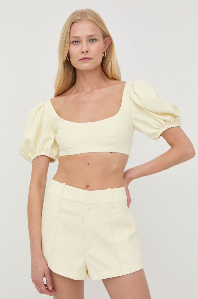 Шорти For Love & Lemons жіночі колір жовтий однотонні висока посадка