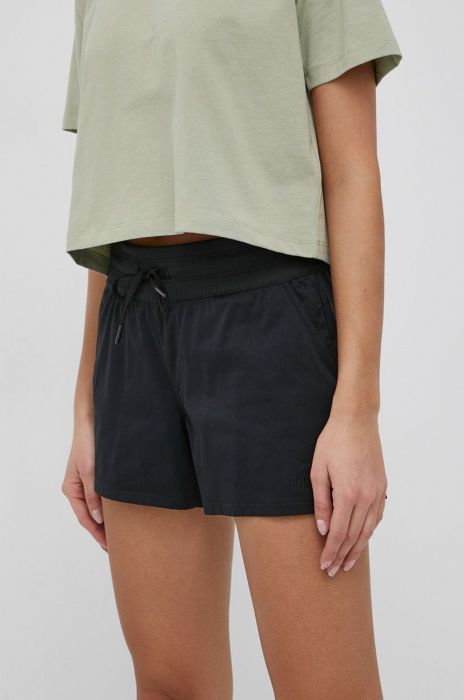 Шорти The North Face жіночі колір чорний з аплікацією середня посадка