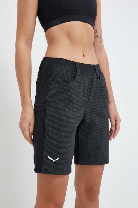 Шорти outdoor Salewa Puez 3 жіночі колір чорний візерунок середня посадка