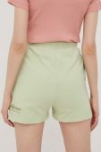 Бавовняні шорти Ellesse жіночі колір зелений однотонні висока посадка SGM14159-PINK