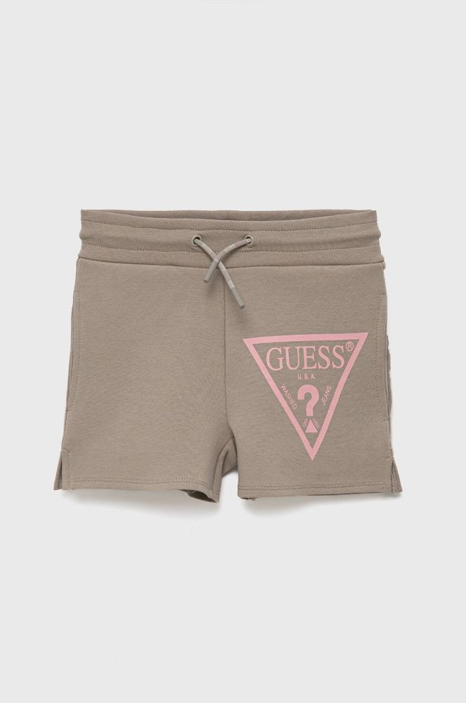 Дитячі шорти Guess колір бежевий з принтом