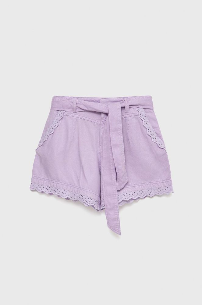 Дитячі шорти Guess колір фіолетовий однотонні (2442985)