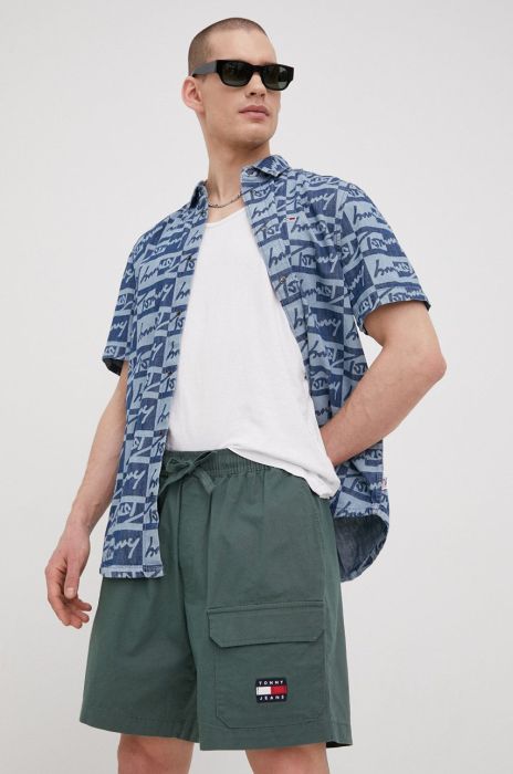 Шорти з домішкою льону Tommy Jeans чоловічі колір зелений