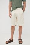Лляні шорти Sisley чоловічі колір бежевий
