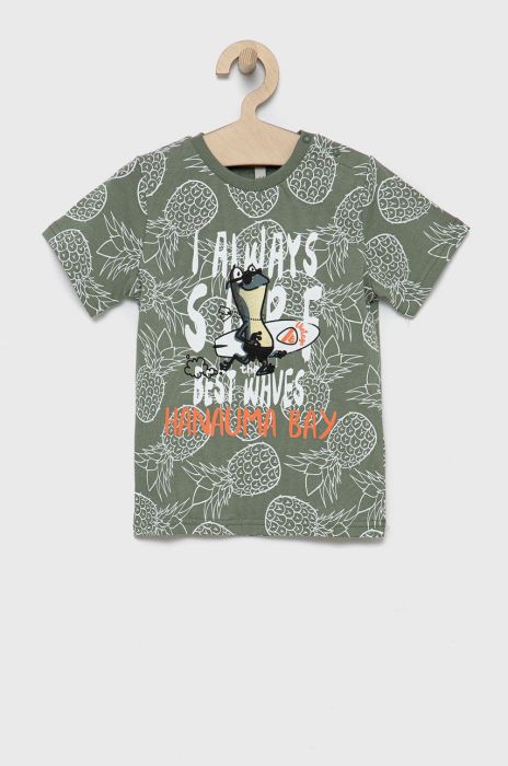 Дитяча бавовняна футболка Birba&Trybeyond колір зелений з принтом (2130185)