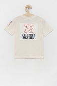 Дитяча бавовняна футболка Birba&Trybeyond колір бежевий з аплікацією (2348783)