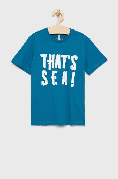 Дитяча бавовняна футболка Birba&Trybeyond з принтом колір блакитний (2348802)