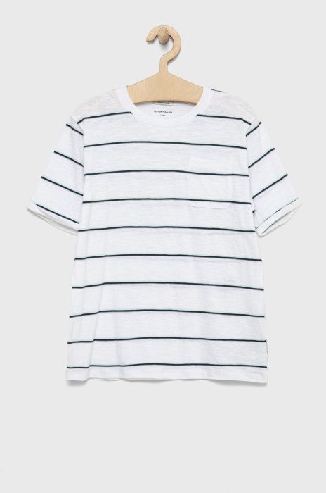 Дитяча бавовняна футболка Tom Tailor колір білий візерунок