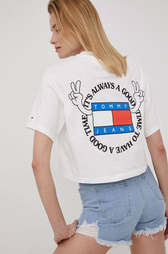 Бавовняна футболка Tommy Jeans колір білий (2226797)