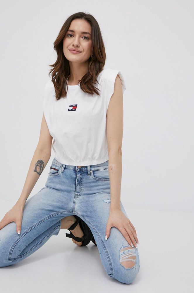Бавовняна футболка Tommy Jeans колір білий (2130371)