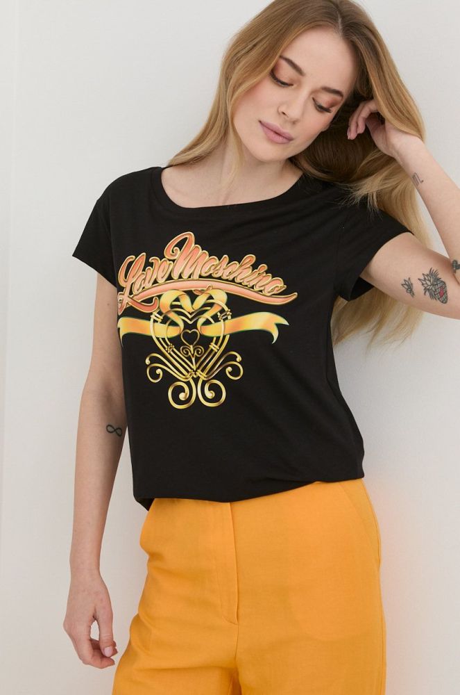 Бавовняна футболка Love Moschino колір чорний (2324514)