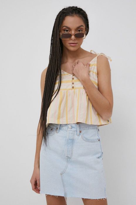 Бавовняна блузка Roxy колір бежевий