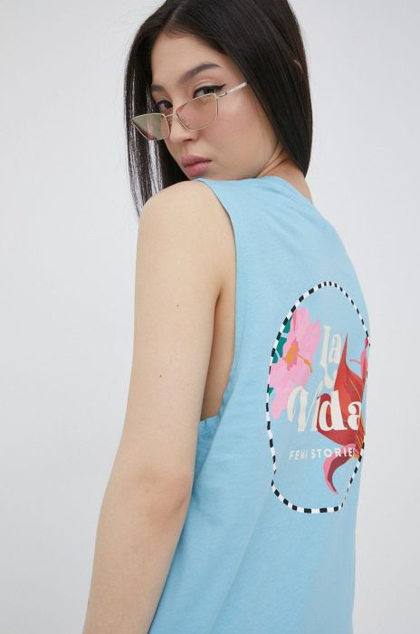 Бавовняний топ Femi Stories колір блакитний