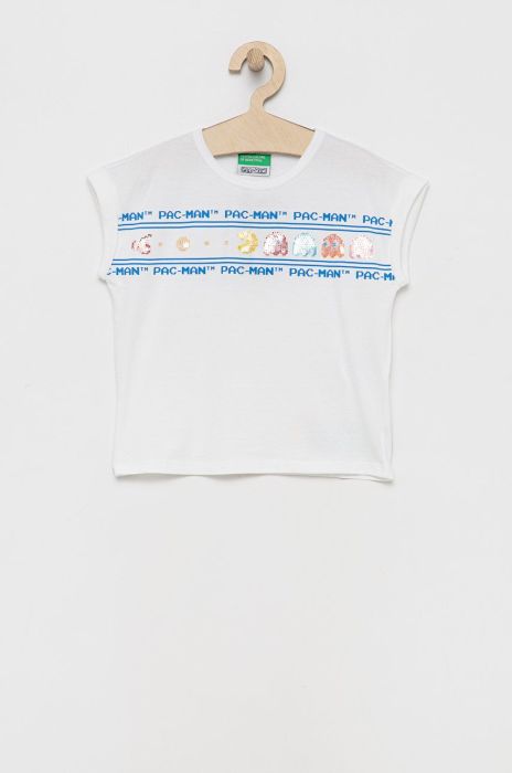 Дитяча бавовняна футболка United Colors of Benetton колір білий (2032439)