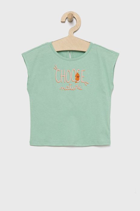 Дитячий бавовняний топ United Colors of Benetton колір зелений (2324573)