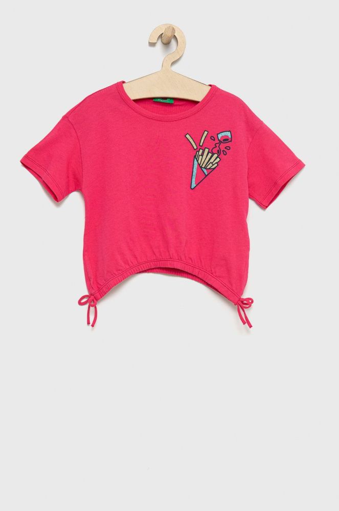 Дитяча бавовняна футболка United Colors of Benetton колір рожевий (2409555)
