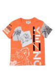 Дитяча бавовняна футболка Kenzo Kids колір помаранчевий