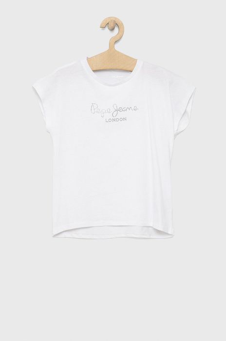 Дитяча бавовняна футболка Pepe Jeans колір білий (2176305)